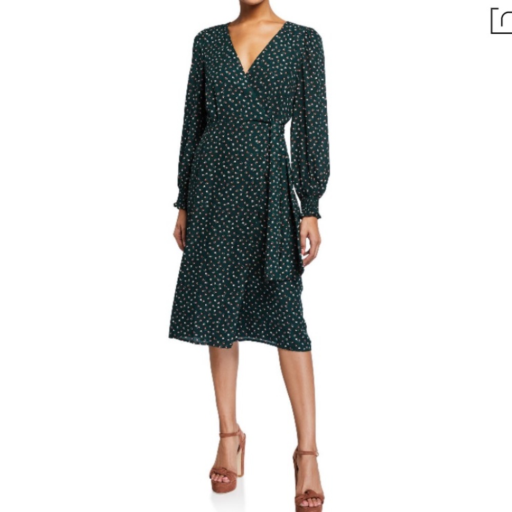 Max Studio Smocked Cuff Long Sleeve Wrap Dress